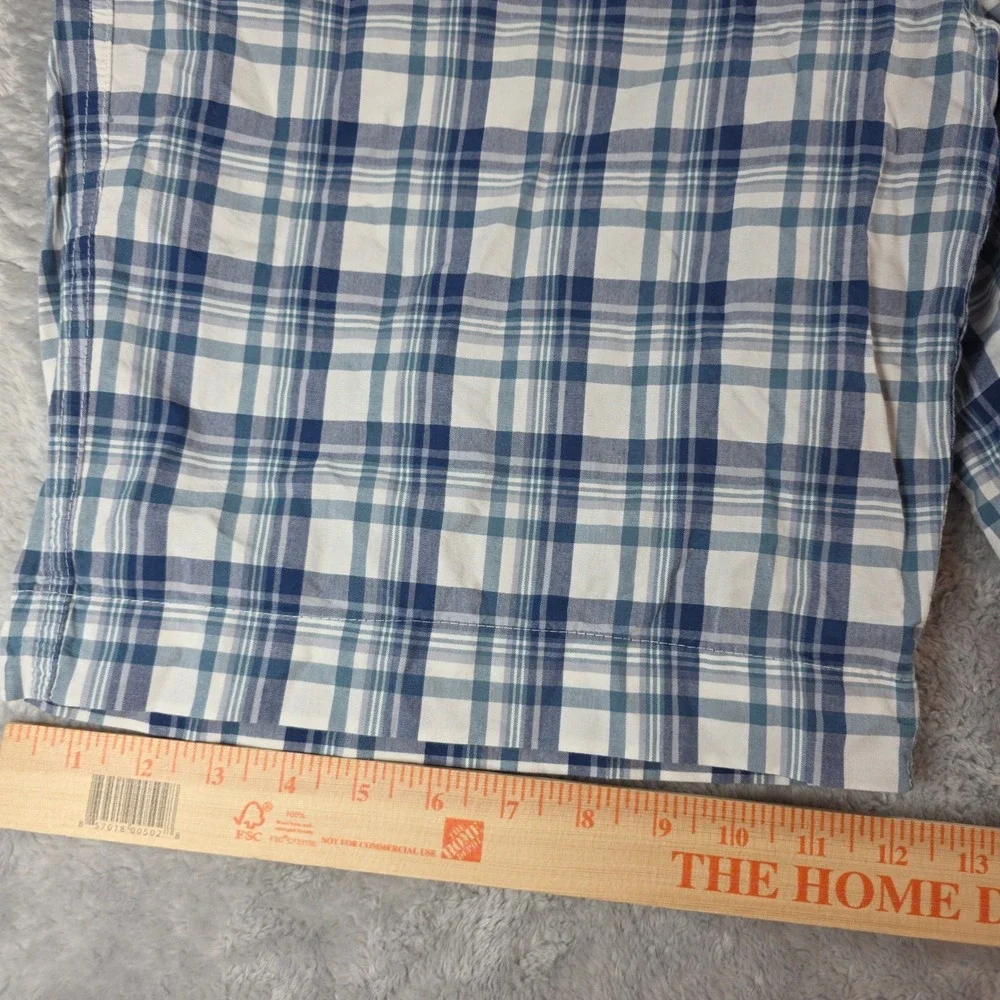 Banana‎ Republic Mens 36 Blue Plaid Cotton Shorts Flat Front Casual Summe